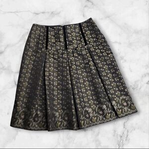 Vintage Y2K Nanette Lepore Midi Skirt Dark Floral Coquette Feminine Size 8